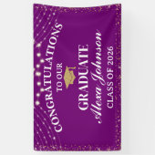 Elegant Purple & Gold Class Of 2026 Graduation Banner (Vertikal)