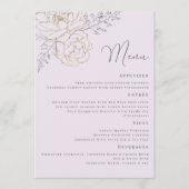 Elegant Purple Gold Floral Wedding Menükarte (Vorderseite)