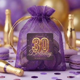 Elegant Purple Gold Jewel 30th Birthday Party Quadratischer Aufkleber