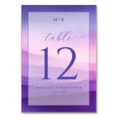 Elegant Purple Gradient Table Number Tischnummer (Rückseite)