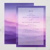 Elegant Purple Gradient Wedding Invitation Einladung (Vorne/Hinten)