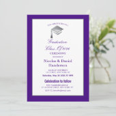 Elegant purple graduation ceremony invitation einladung (Stehend Vorderseite)