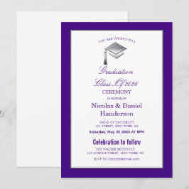 Elegant purple graduation ceremony invitation einladung