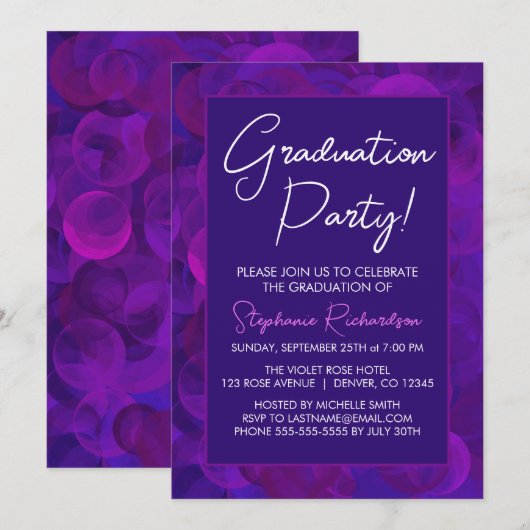 Elegant Purple Graduation Party Invitation Einladung (Vorne/Hinten)