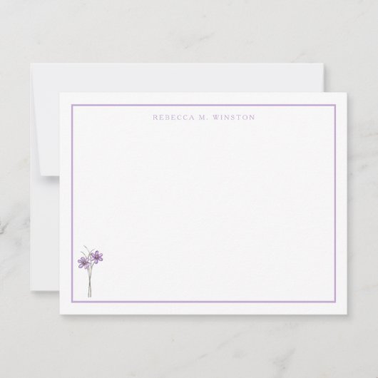 Elegant Purple Greenery Personalized Mitteilungskarte (Vorderseite)