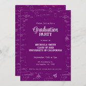 Elegant Purple Hand-Lettering Math Graduation Einladung (Vorne/Hinten)