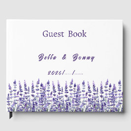 Elegant Purple Lavender Floral Wedding  Gästebuch