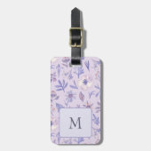 Elegant Purple Leaf & Floral Pattern Background Gepäckanhänger (Vorderseite vertikal)