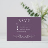 Elegant Purple Leaf Line Art Wedding  RSVP Karte (Stehend Vorderseite)