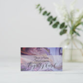 Elegant Purple Marble Hair Stylist Loyalty Card Treuekarte (Stehend Vorderseite)