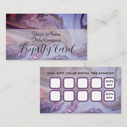 Elegant Purple Marble Hair Stylist Loyalty Card Treuekarte (Vorne/Hinten)