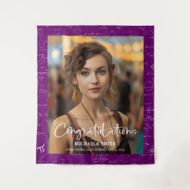 Elegant Purple Math Congratulations Photo Graduate Wandteppich