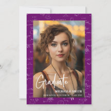Elegant Purple Math Handwritten Photo Graduation 