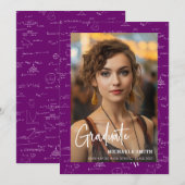 Elegant Purple Math Handwritten Photo Graduation  Ankündigung (Vorne/Hinten)