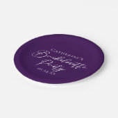 Elegant Purple Minimalist Bachelorette Party Pappteller (Schrägansicht)