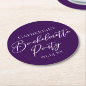 Elegant Purple Minimalist Bachelorette Party Runder Pappuntersetzer (Angewinkelt)