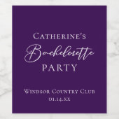 Elegant Purple Minimalist Bachelorette Party Weinetikett (Einzelnes Label)