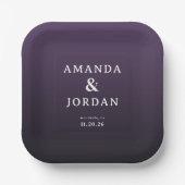 Elegant Purple Minimalist Wedding Invitation Pappteller (Vorderseite)