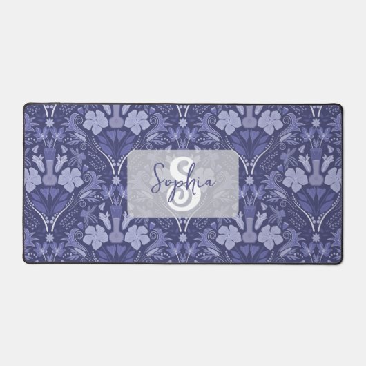 Elegant Purple Monochrome Damask Personalized Schreibtischunterlage (Vorderseite)