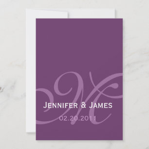 Elegant Purple Monogram Names Wedding Invitation Einladung