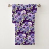 Elegant Purple Pansy Pansies Floral Towel Set (Insitu)