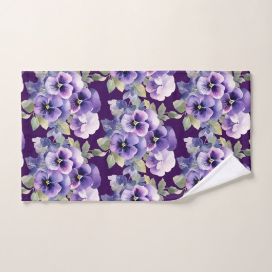 Elegant Purple Pansy Pansies Floral Towel Set (Handtuch)