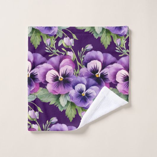 Elegant Purple Pansy Pansies Floral Towel Set (Waschlappen)