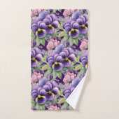 Elegant Purple Pansy Pansies Floral Towel Set (Handtuch)