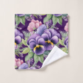 Elegant Purple Pansy Pansies Floral Towel Set (Waschlappen)