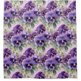 Elegant Purple Pansy Shower Curtain Duschvorhang