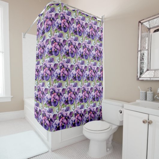 Elegant Purple Pansy Shower Curtain Duschvorhang (Beispiel)