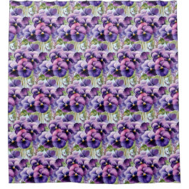 Elegant Purple Pansy Shower Curtain Duschvorhang