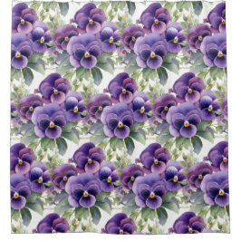 Elegant Purple Pansy Shower Curtain Duschvorhang