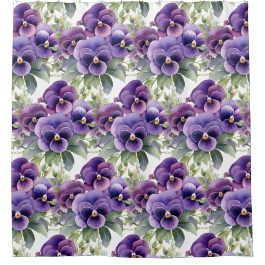 Elegant Purple Pansy Shower Curtain Duschvorhang (Vorderseite)