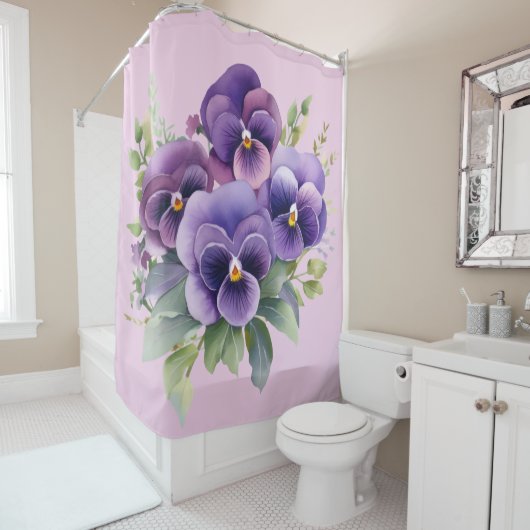 Elegant Purple Pansy Shower Curtain Duschvorhang (Beispiel)
