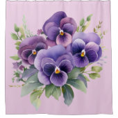 Elegant Purple Pansy Shower Curtain Duschvorhang (Vorderseite)