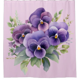 Elegant Purple Pansy Shower Curtain Duschvorhang