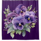 Elegant Purple Pansy Shower Curtain Duschvorhang (Vorderseite)
