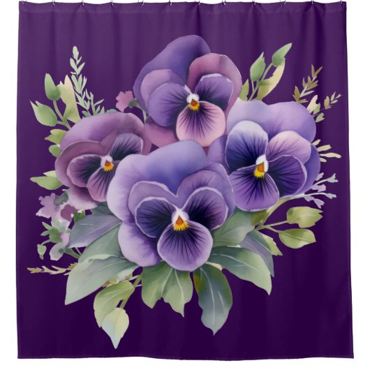 Elegant Purple Pansy Shower Curtain Duschvorhang (Vorderseite)