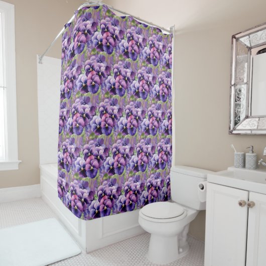 Elegant Purple Pansy Shower Curtain Duschvorhang (Beispiel)