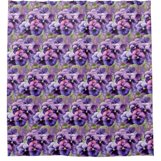 Elegant Purple Pansy Shower Curtain Duschvorhang (Vorderseite)
