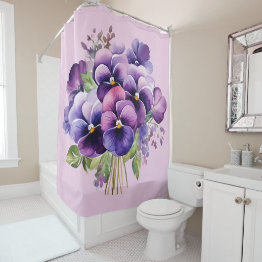 Elegant Purple Pansy Shower Curtain Duschvorhang (Beispiel)