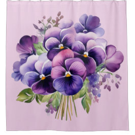 Elegant Purple Pansy Shower Curtain Duschvorhang