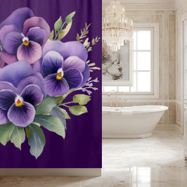 Elegant Purple Pansy Shower Curtain Duschvorhang