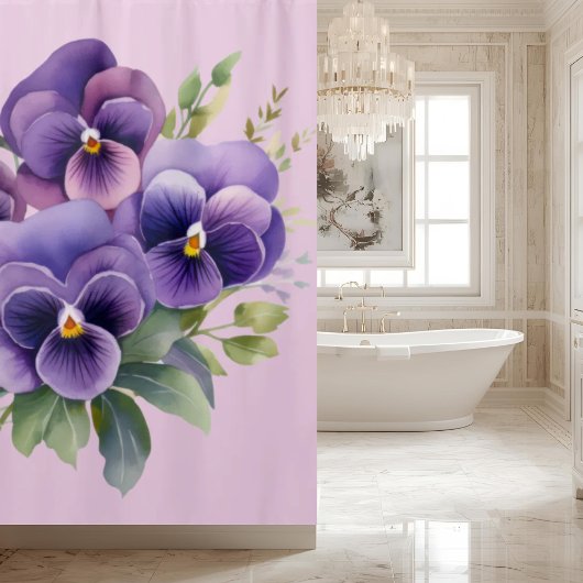 Elegant Purple Pansy Shower Curtain Duschvorhang