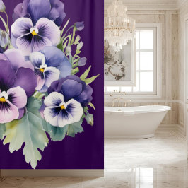 Elegant Purple Pansy Shower Curtain Duschvorhang