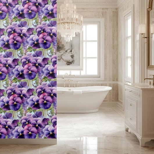 Elegant Purple Pansy Shower Curtain Duschvorhang