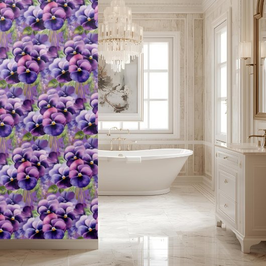 Elegant Purple Pansy Shower Curtain Duschvorhang