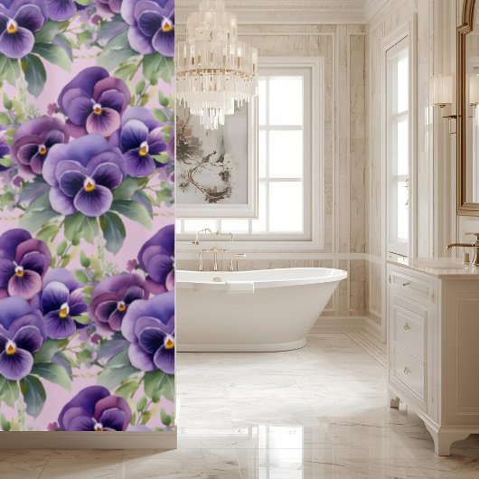 Elegant Purple Pansy Shower Curtain Duschvorhang