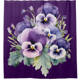 Elegant Purple Pansy Shower Curtain Duschvorhang